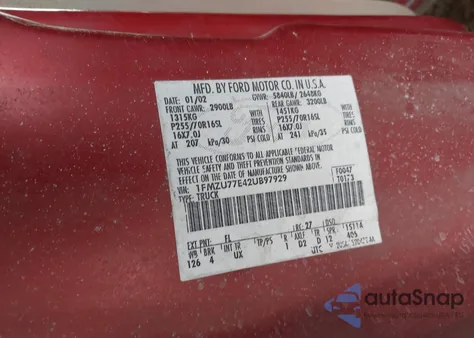 2002 Ford Explorer Sport Trac из США, поврежденный, VIN 1FMZU77E42UB97929